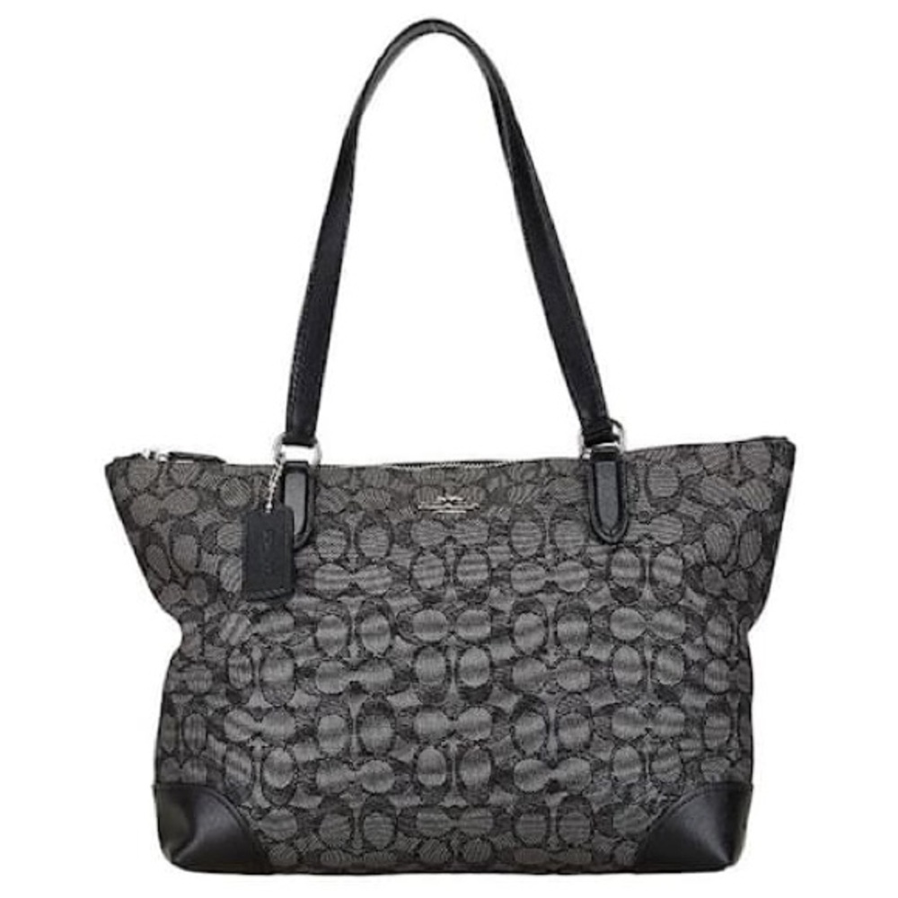 Coach Gray and Black Signature Tote